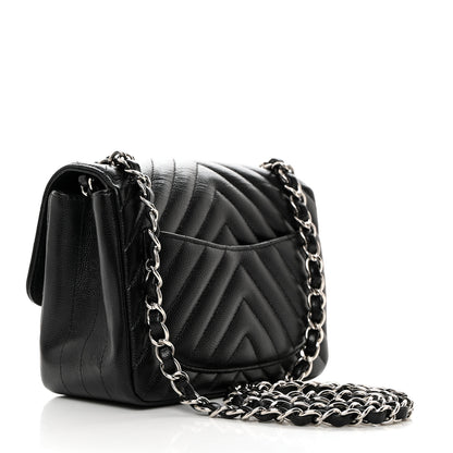 Chanel Caviar Chevron Quilted Mini Square Flap Black 2 of 10