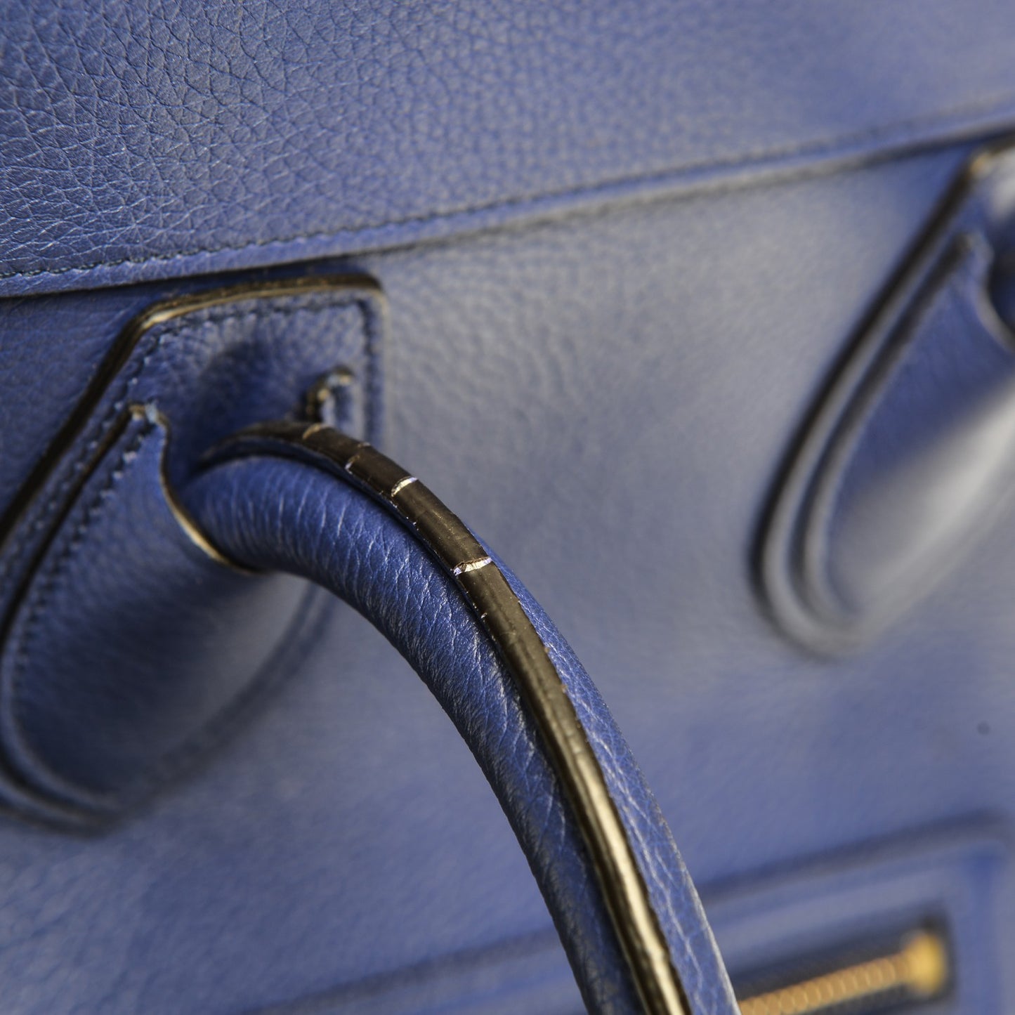 Drummed Calfskin Mini Luggage Indigo