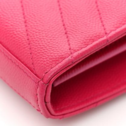 Saint Laurent Grain De Poudre Matelasse Chevron Monogram Chain Wallet Hot Pink 10 of 10