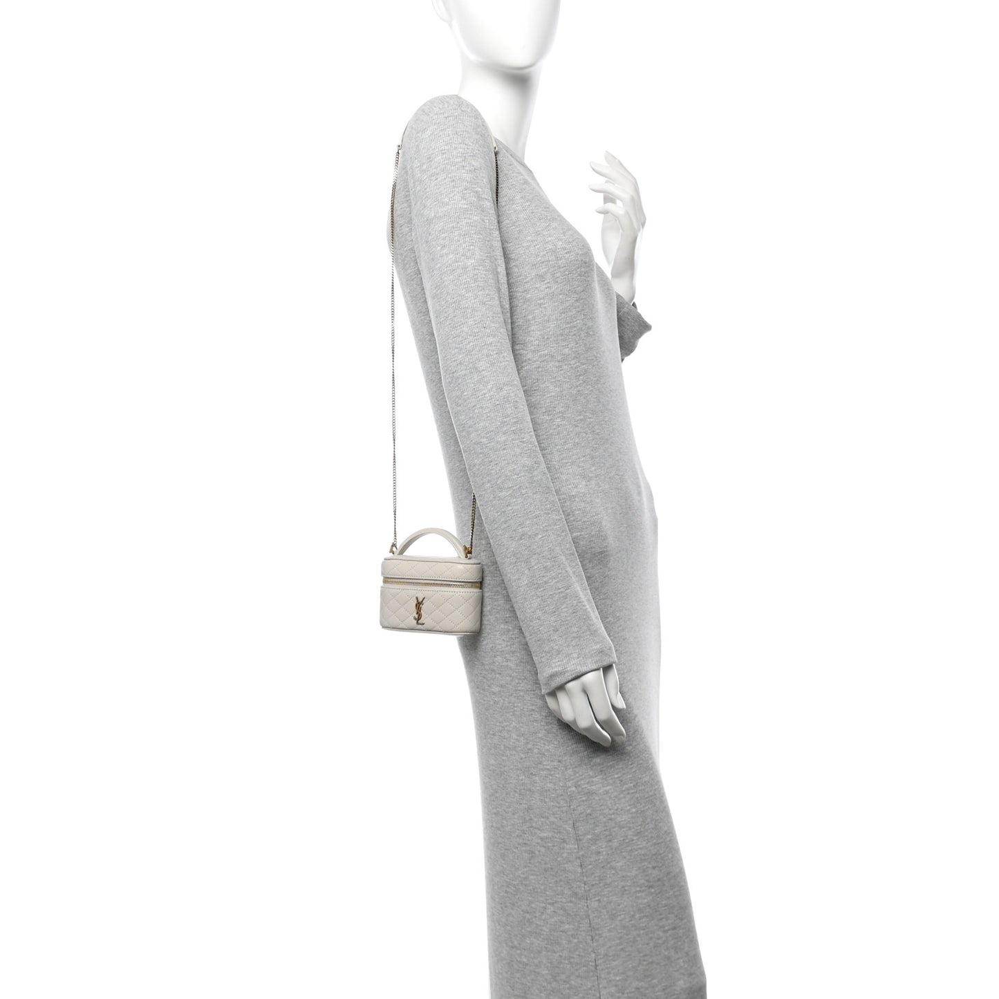 Lambskin Quilted Micro Gaby Vanity Case Crema Soft