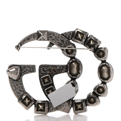 Gucci Metal Crystal Double G Brooch Silver 3 of 6