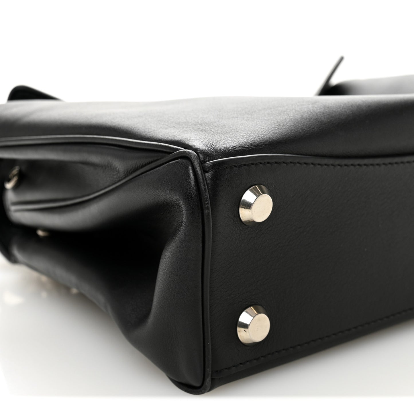 Natural Smooth Calfskin Small Rodeo Top Handle Handbag Black