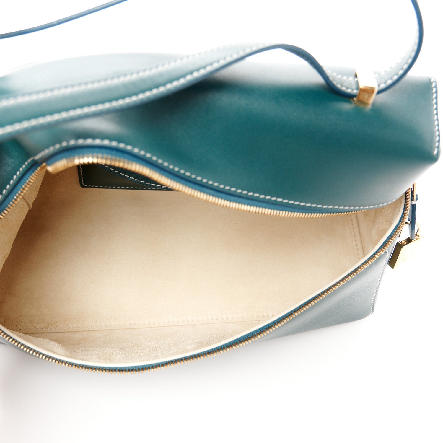 Loro Piana Smooth Calfskin Extra Bag L27 New Petrolio 5 of 9