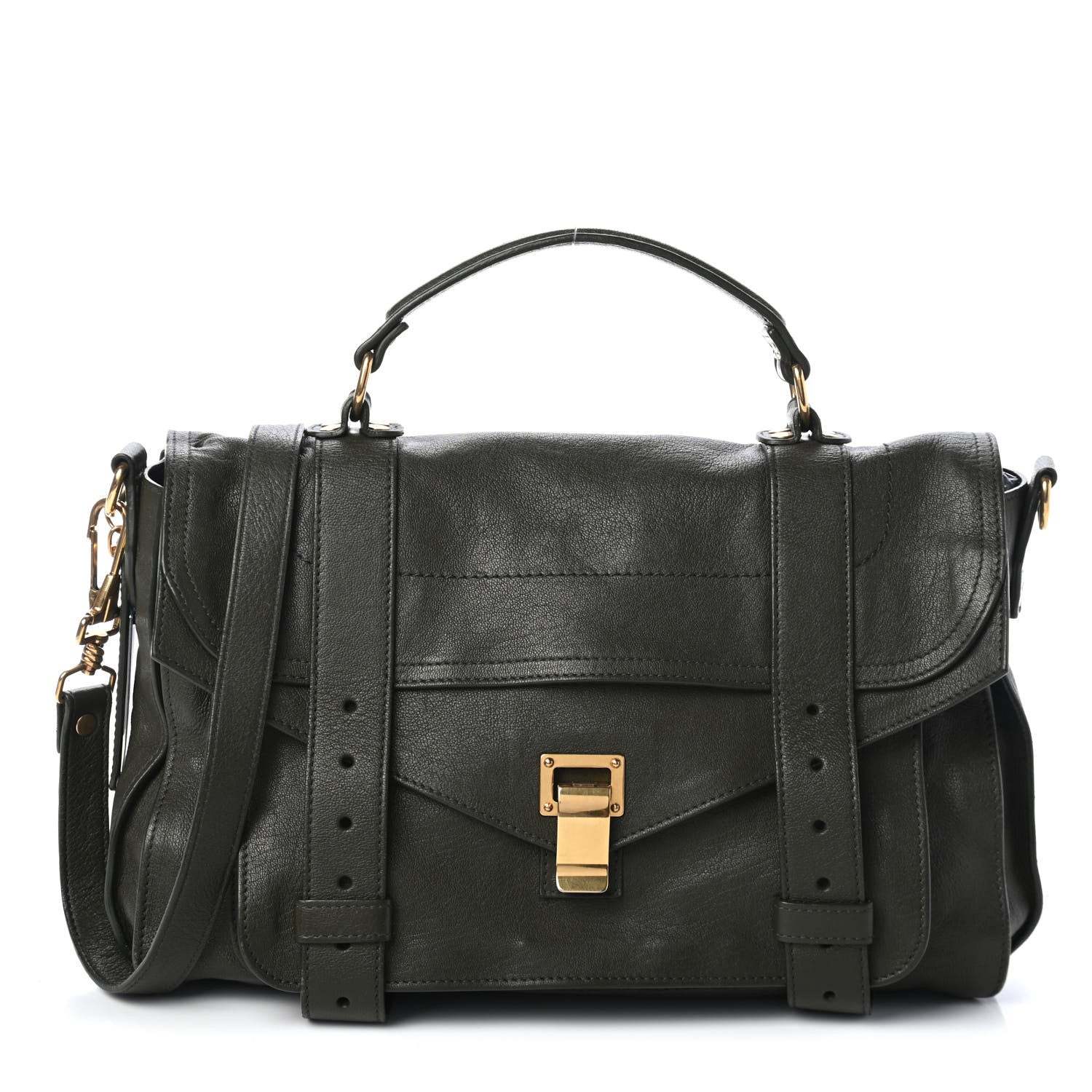 Proenza Schouler Lambskin Medium PS1 Satchel Dark Olive 1 of 4