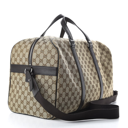Gucci Monogram Dollar Calfskin Boston Duffle Bag Beige Ebony Testa di Moro Marrone Scuro 2 of 11