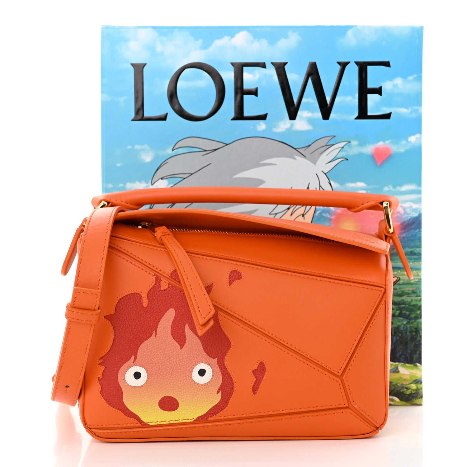 Loewe X HOWLS MOVING CASTLE Satin Calfskin Small Calcifer Puzzle Orange 11 of 11