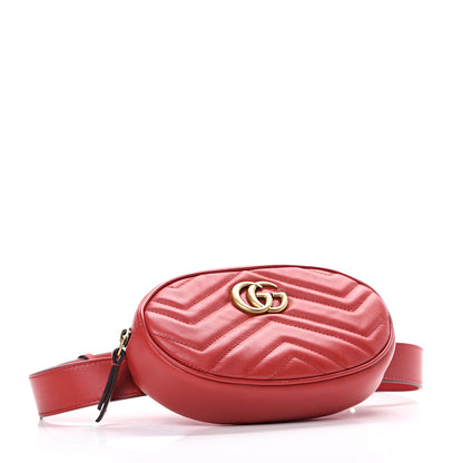 Gucci Calfskin Matelasse GG Marmont Belt Bag 75 30 Hibiscus Red 3 of 14