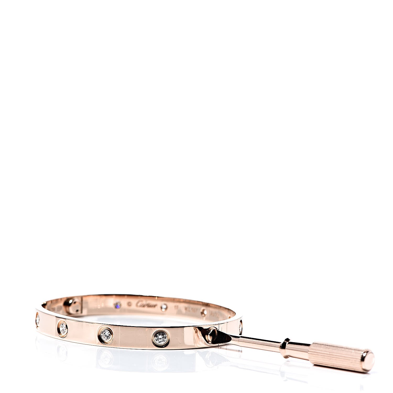 Cartier 18K Pink Gold 10 Diamond LOVE Bracelet 17 4 of 6