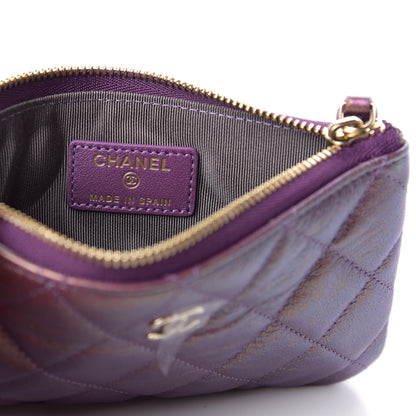 Chanel Iridescent Lambskin Quilted Small Cosmetic Case Purple 6 of 8