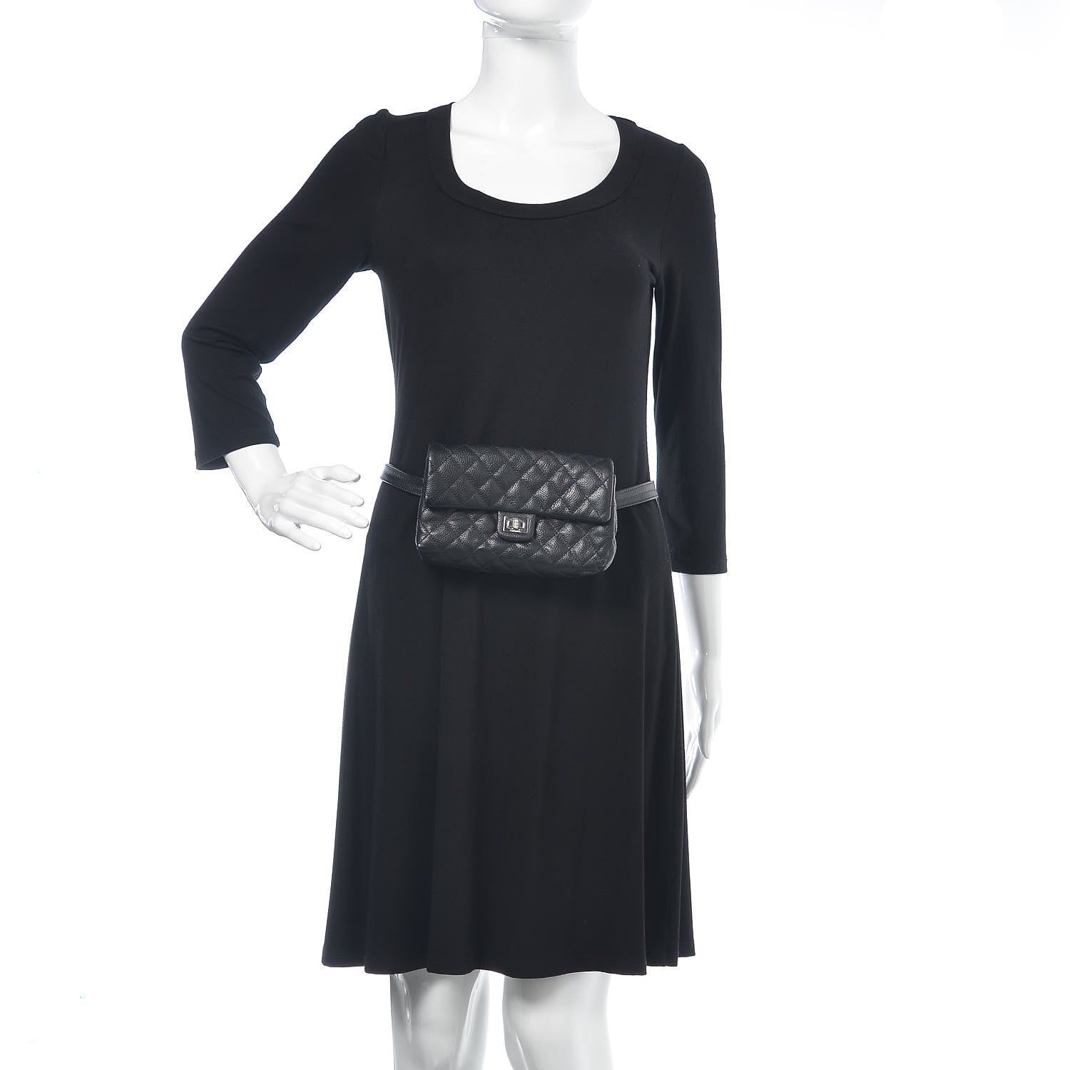 Chanel Grained Calfskin Quilted 2.55 Reissue Flap Belt Bag Clutch Black 2 of 17