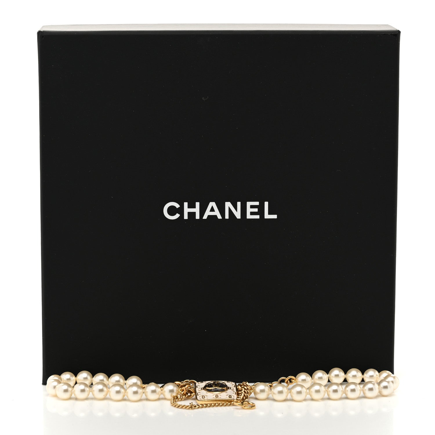 Chanel Pearl Enamel CC Chain Choker Necklace Gold 6 of 6