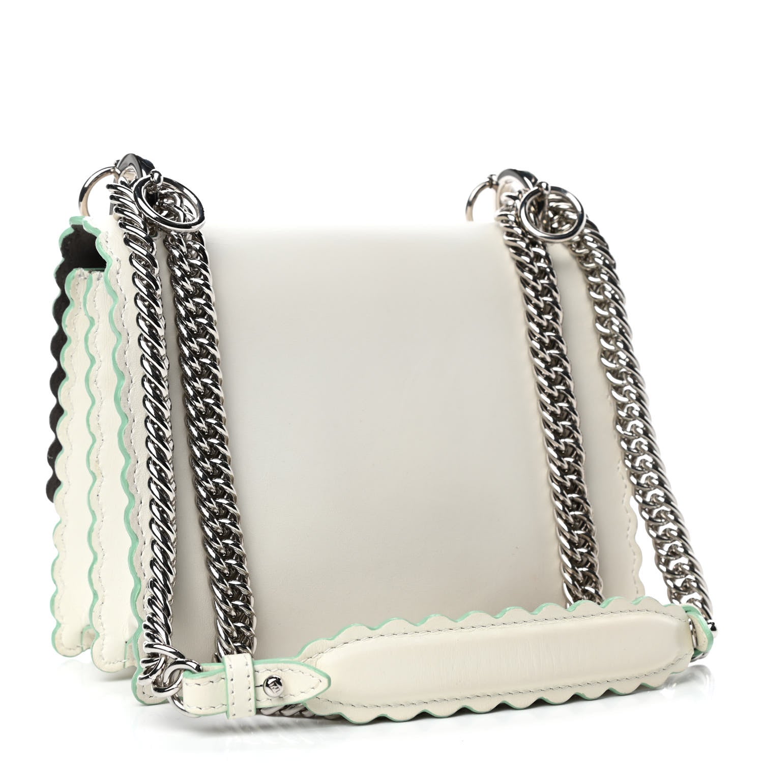 Fendi Vitello Baltico Scalloped Studded Small Kan I Shoulder Bag White 2 of 15