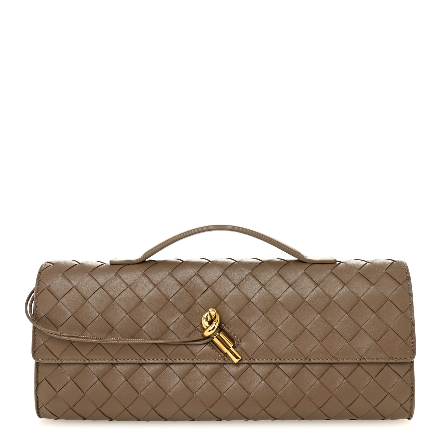 Nappa Intrecciato Long Andiamo Top Handle Clutch Pinecone