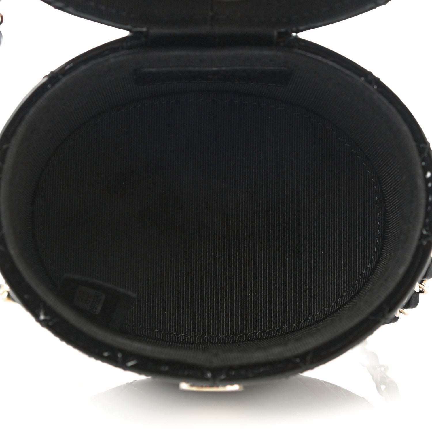 Chanel Patent Quilted Round Small Vanity With Chain Black 5 of 11