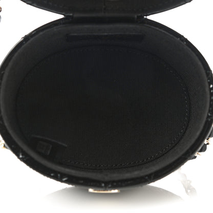 Chanel Patent Quilted Round Small Vanity With Chain Black 5 of 11