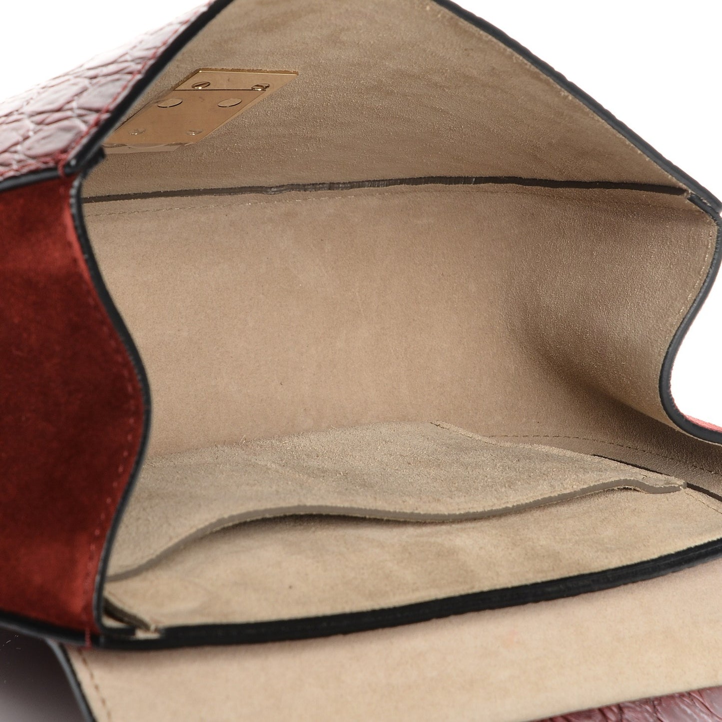 Calfskin Crocodile Embossed Drew Shoulder Bag Sienna Red