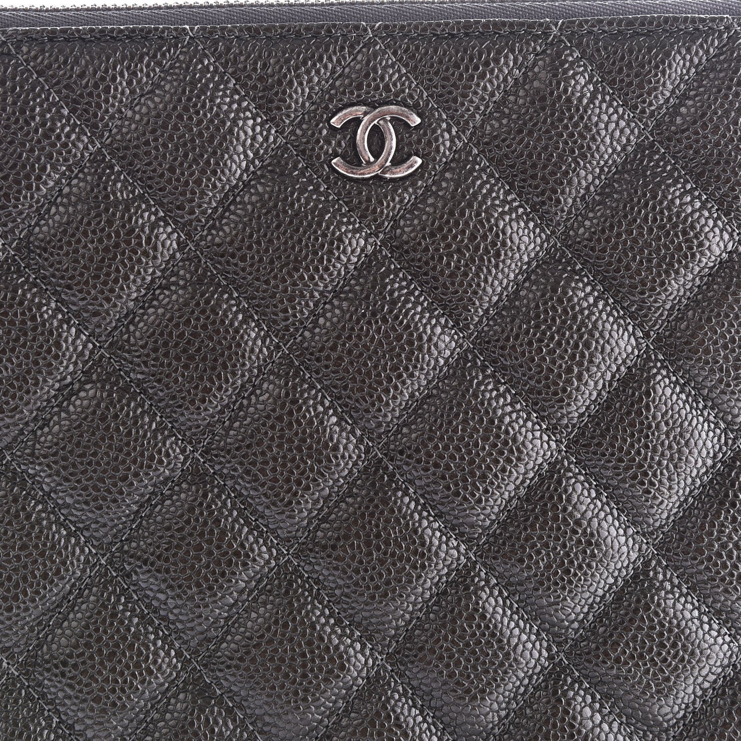 Chanel Caviar Quilted Medium Cosmetic Case Charcoal 9 of 10