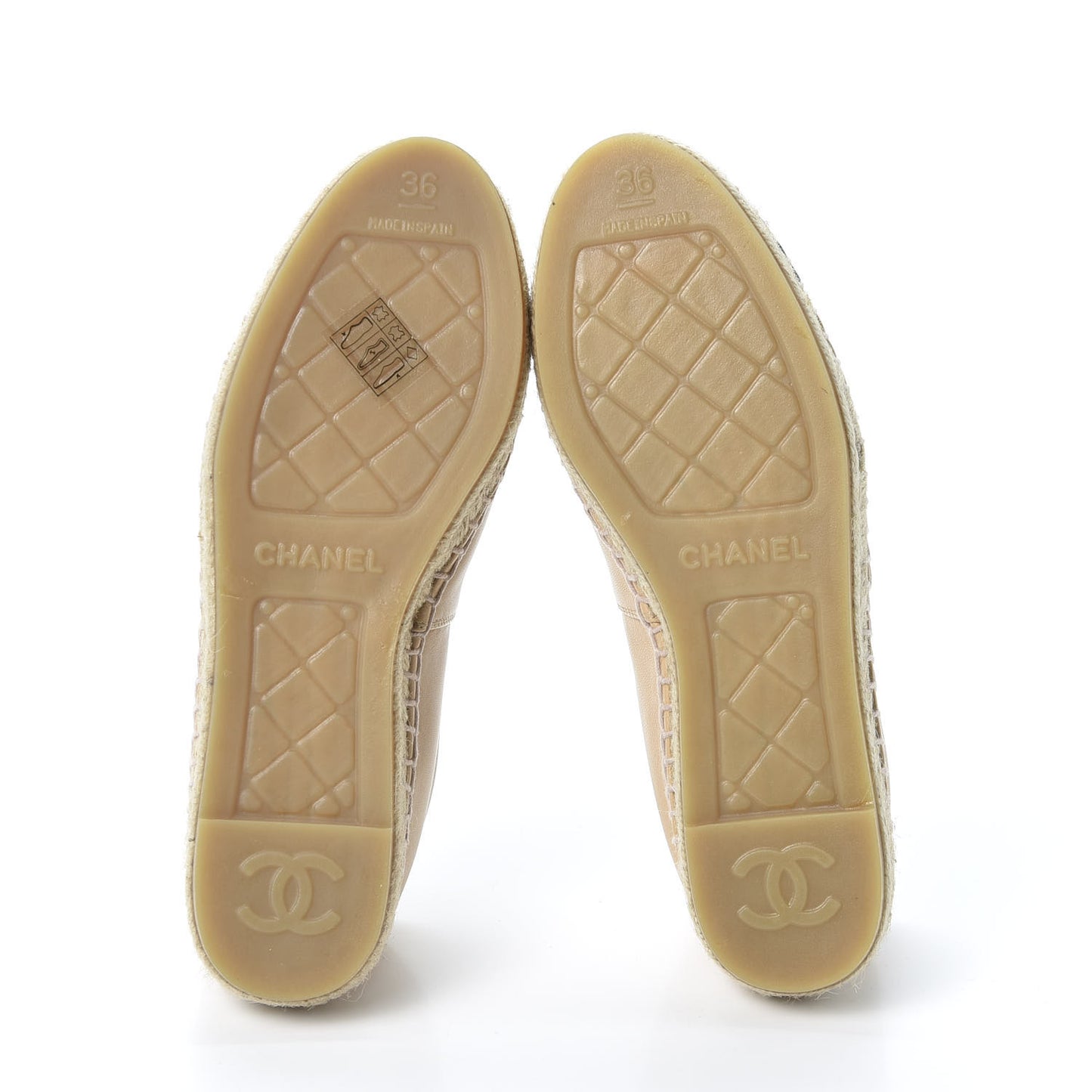 Lambskin CC Espadrilles 36 Beige Black