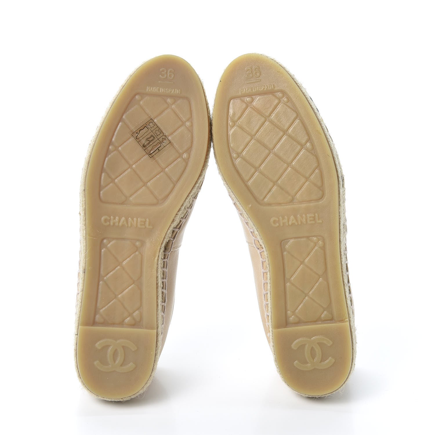 Chanel Lambskin CC Espadrilles 36 Beige Black 5 of 12