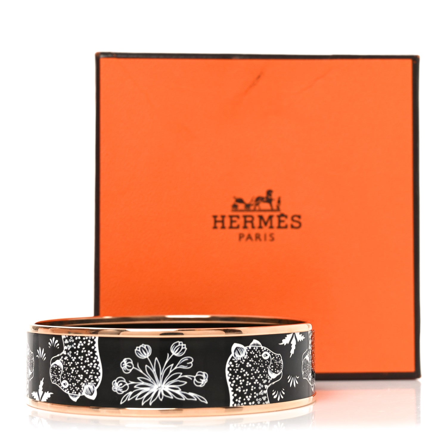 Hermes Enamel Printed Wide Les Léopards Bracelet 70 Positif Negatif 6 of 6