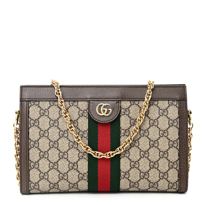 Gucci GG Supreme Monogram Web Small Ophidia Chain Shoulder Bag Brown 1 of 10