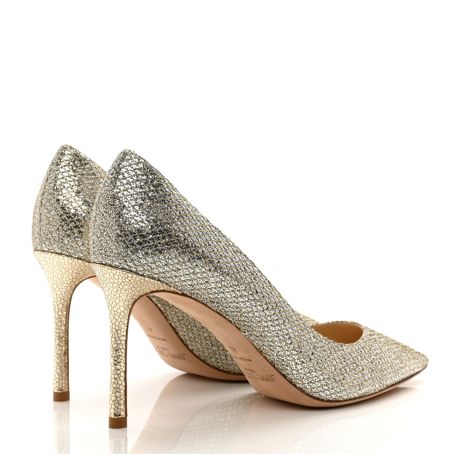 Jimmy Choo Glitter Fabric Romy 85 Pumps 40 Champagne 4 of 8