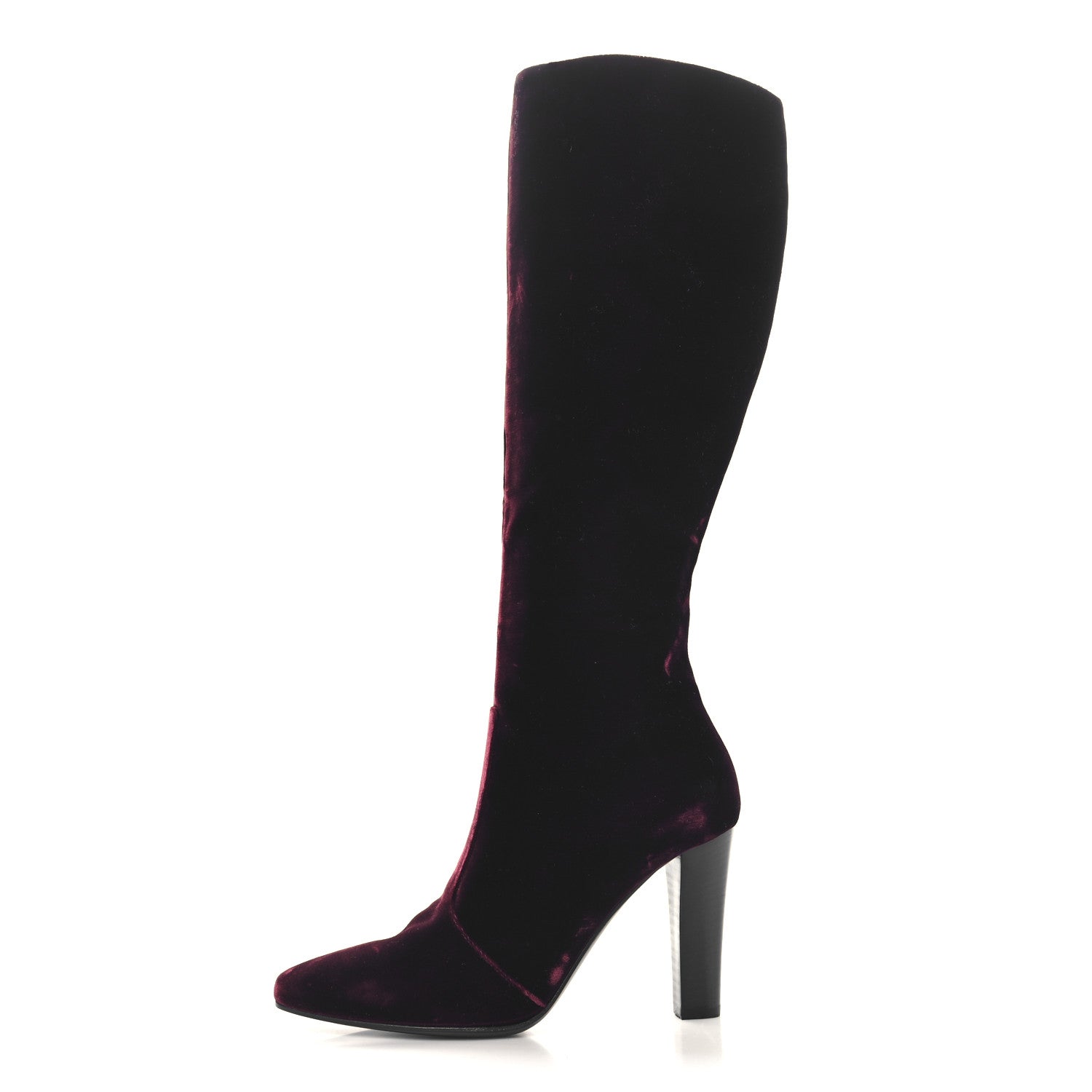 Saint Laurent Velvet Lily Thigh High Boots 36 Burgundy 1 of 7