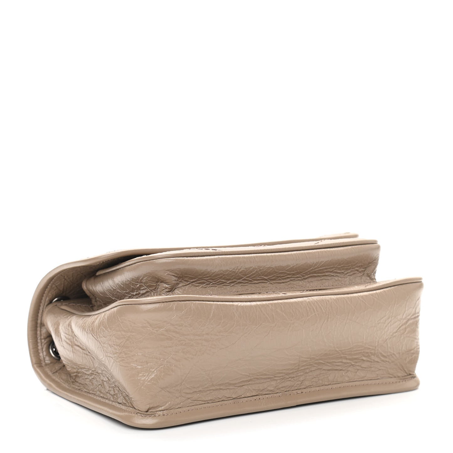 Crinkled Calfskin Matelasse Monogram Baby Niki Chain Satchel Light Taupe