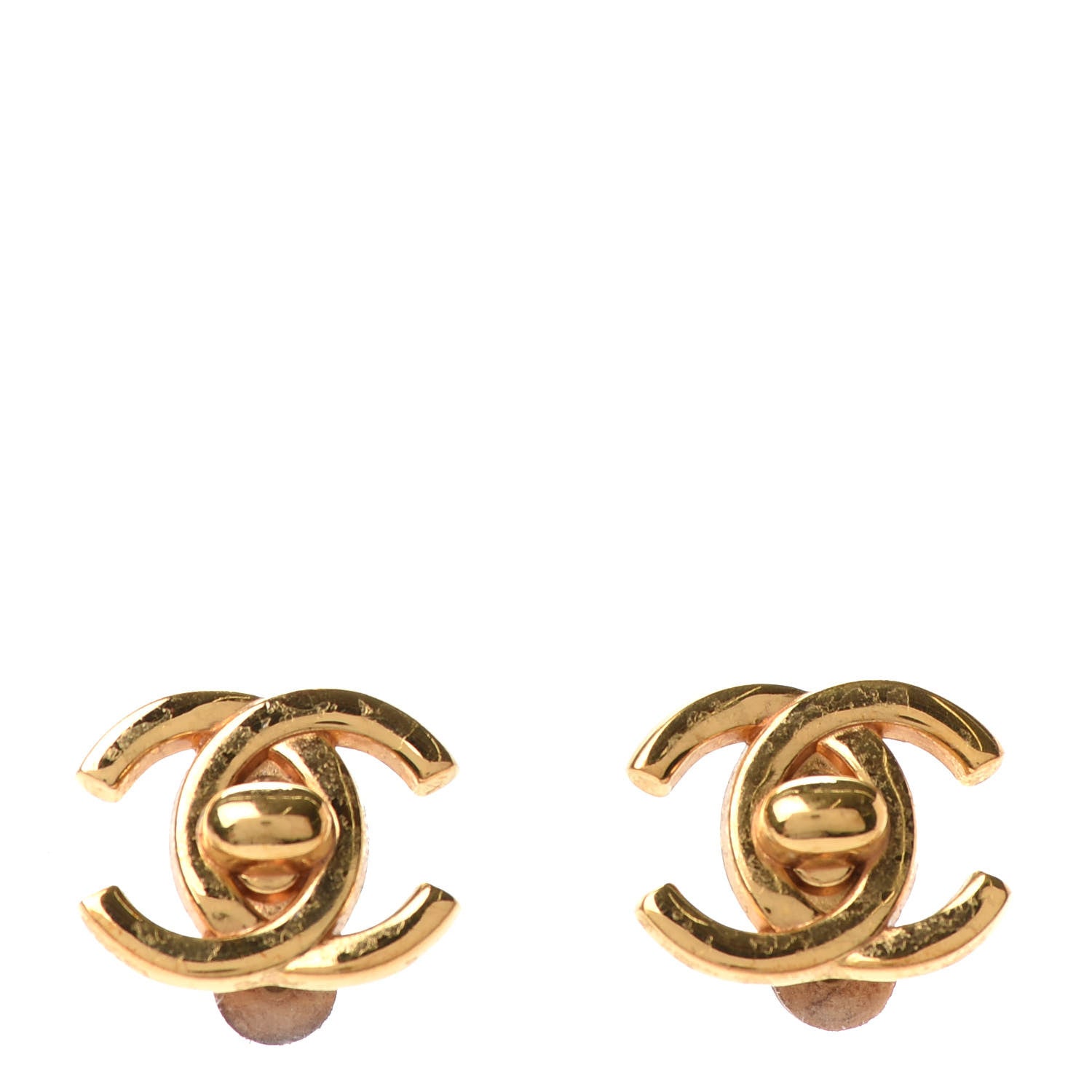 Chanel Metal CC Turnlock Clip On Earrings Gold 1 of 4