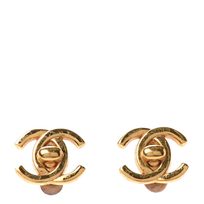 Chanel Metal CC Turnlock Clip On Earrings Gold 1 of 4