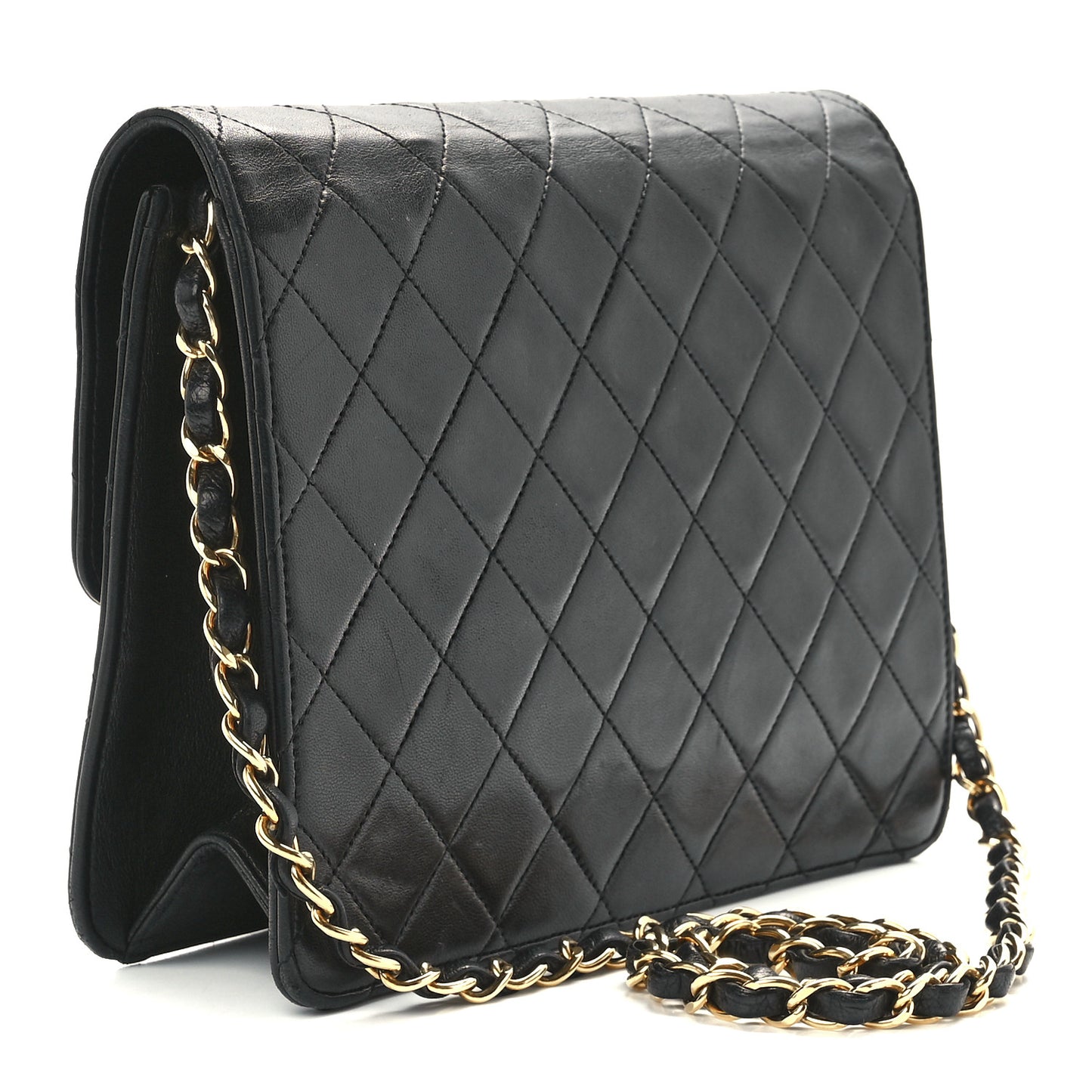 Lambskin Quilted Small Single Flap Black