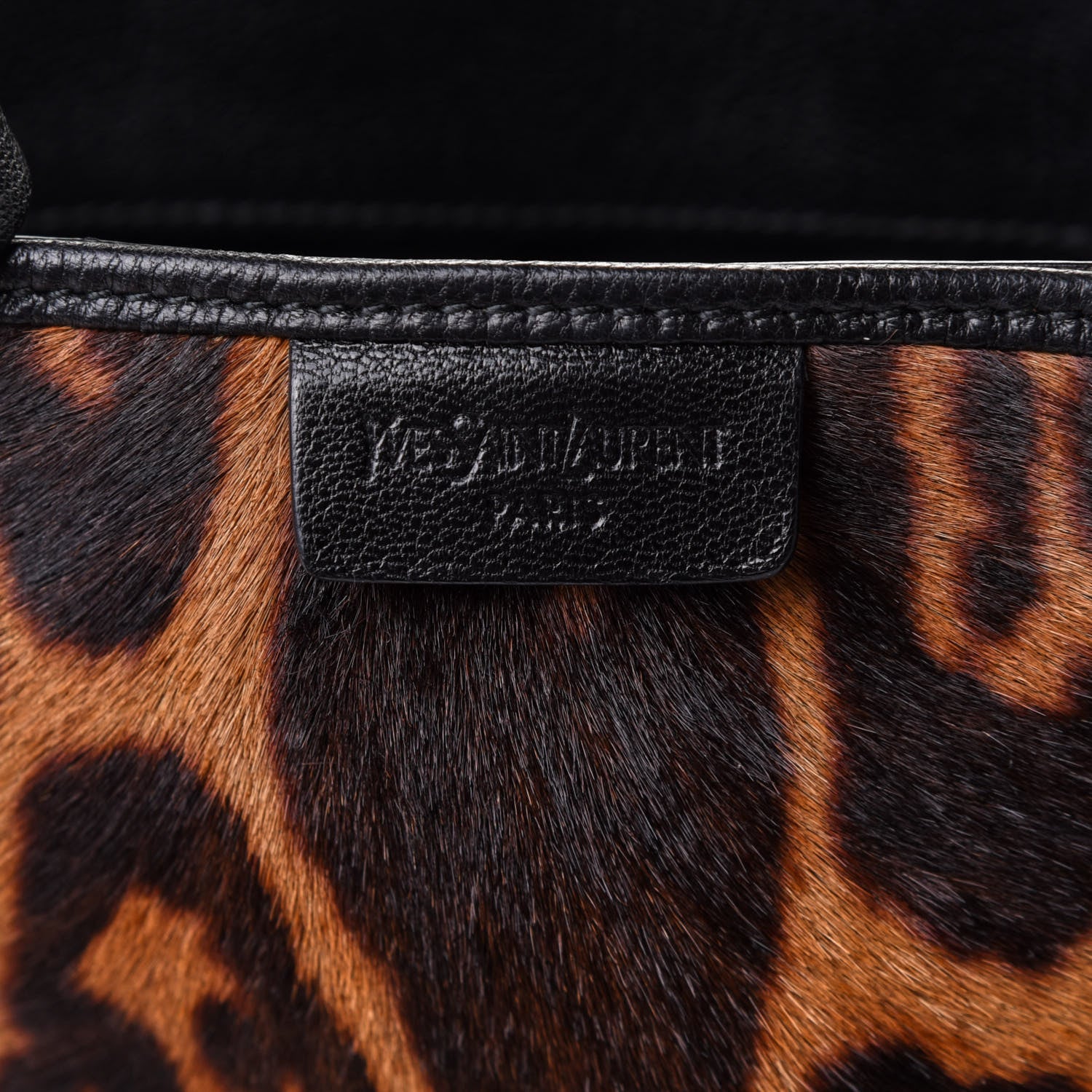 Saint Laurent Goatskin Pony Hair Leopard Print Bucket Bag Black 6 of 9