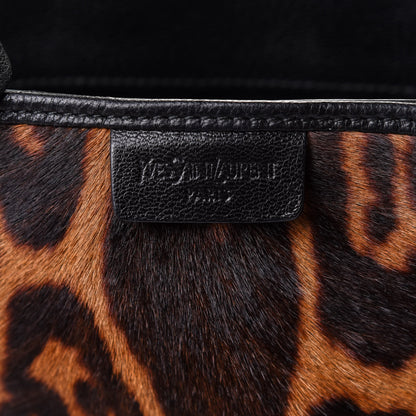 Saint Laurent Goatskin Pony Hair Leopard Print Bucket Bag Black 6 of 9