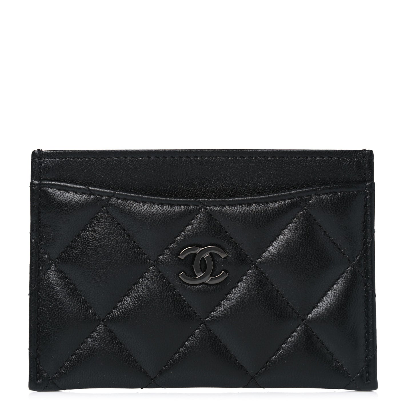 Lambskin Quilted Card Holder So Black