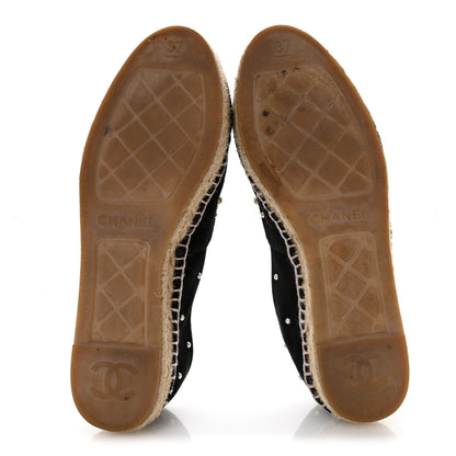 Chanel Suede Pearl CC Espadrilles 37 Black 6 of 10
