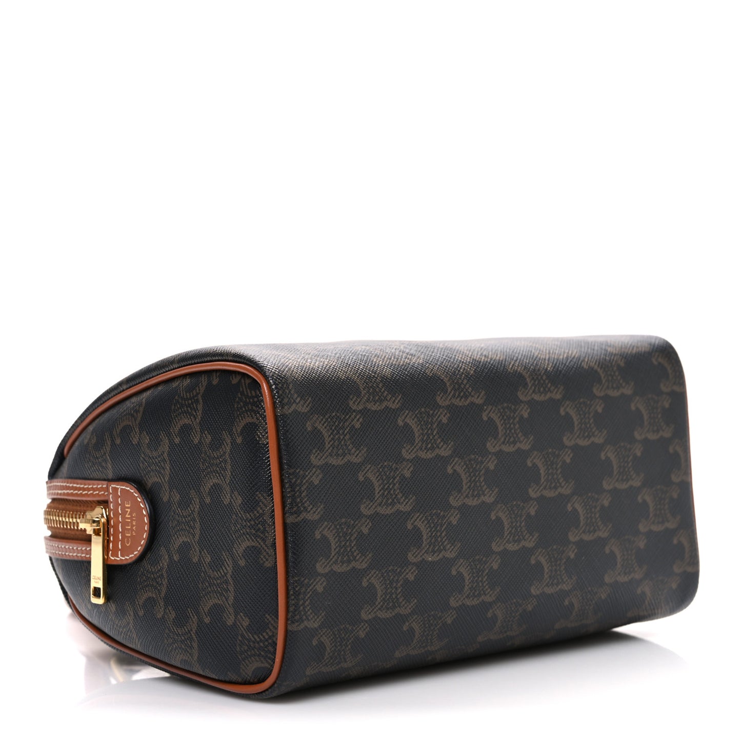 Triomphe Canvas Calfskin Small Boston Bag Tan