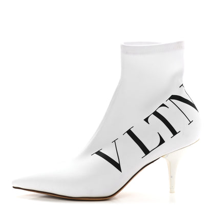 Valentino Garavani Eco Leather VLTN 70mm Sock Booties 36 White Black 1 of 8