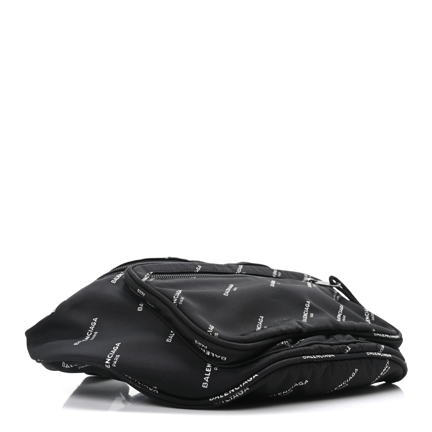 Balenciaga Twill Nylon Allover Logo Explorer Beltpack Black White 4 of 10