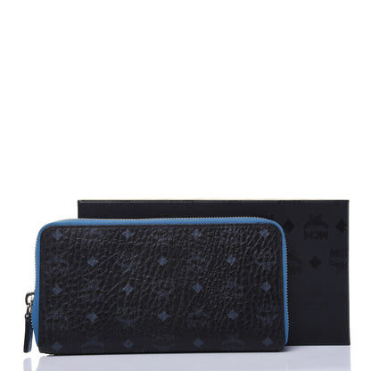 MCM Visetos Large Zip Around Wallet Black Blue 18 of 18