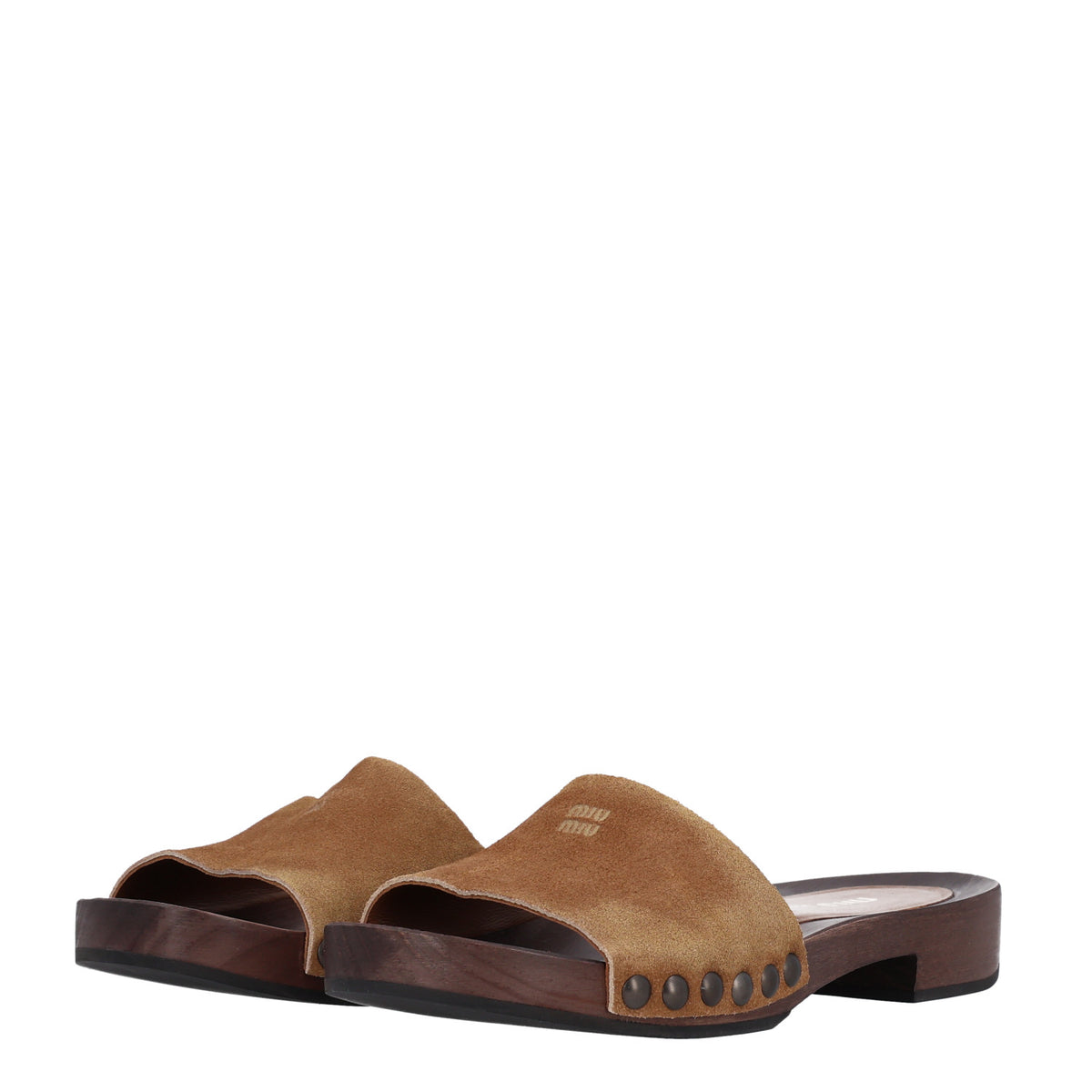 Suede Logo Slide Clogs 36 Cannella