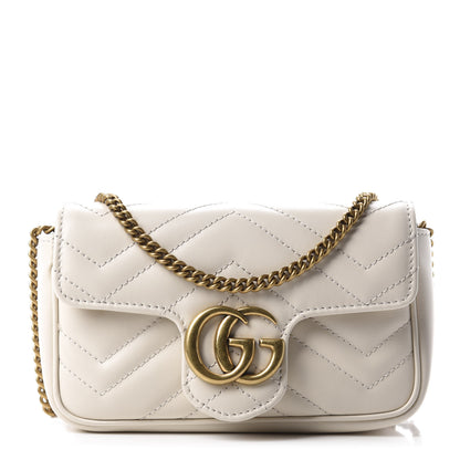 Gucci Calfskin Matelasse Super Mini GG Marmont Shoulder Bag White 1 of 11