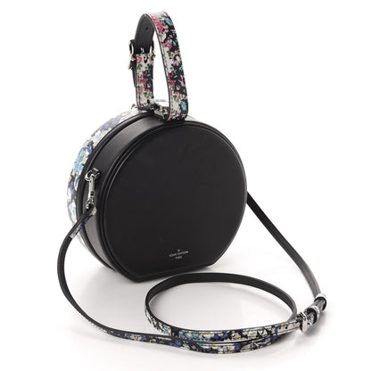 Louis Vuitton Calfskin Floral Print Petite Boite Chapeau Black 3 of 11