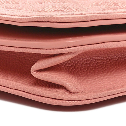 Chanel Caviar Quilted Boy Wallet On Chain WOC Pink 9 of 10