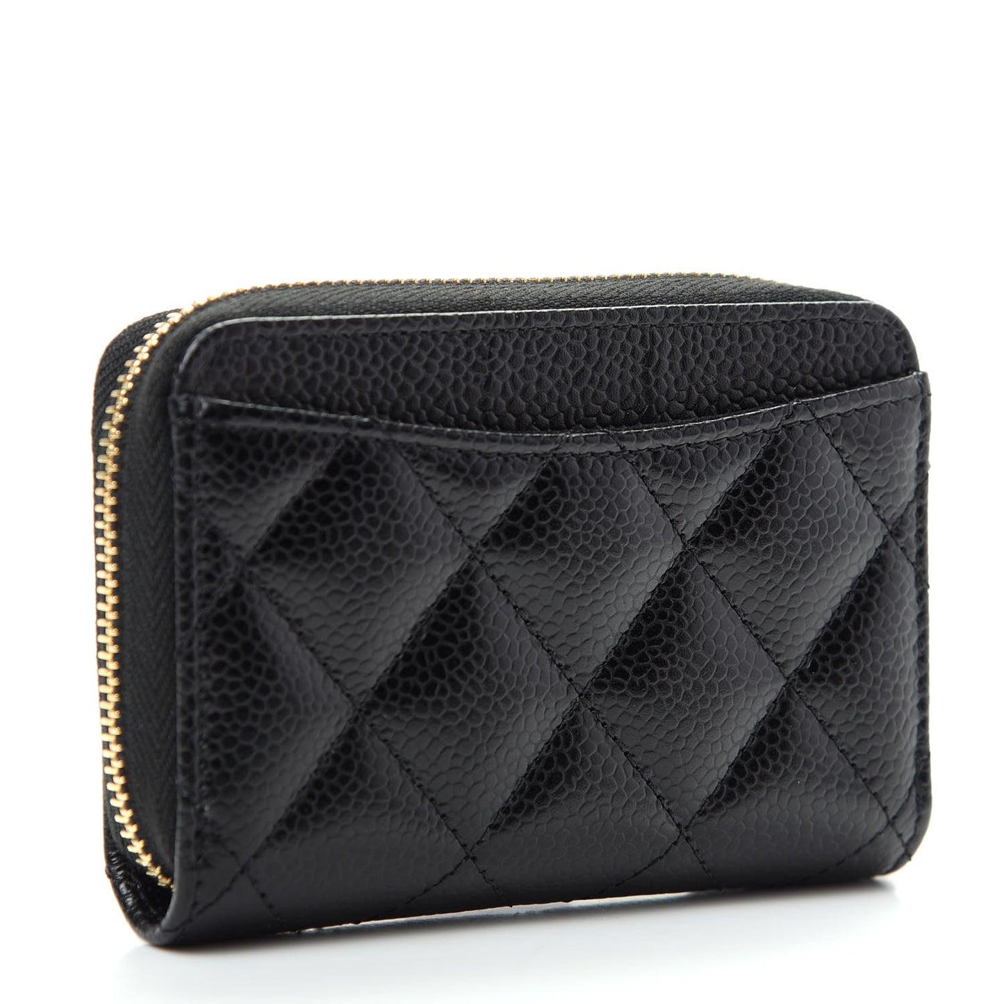 Caviar Quilted Zip Coin Purse Black