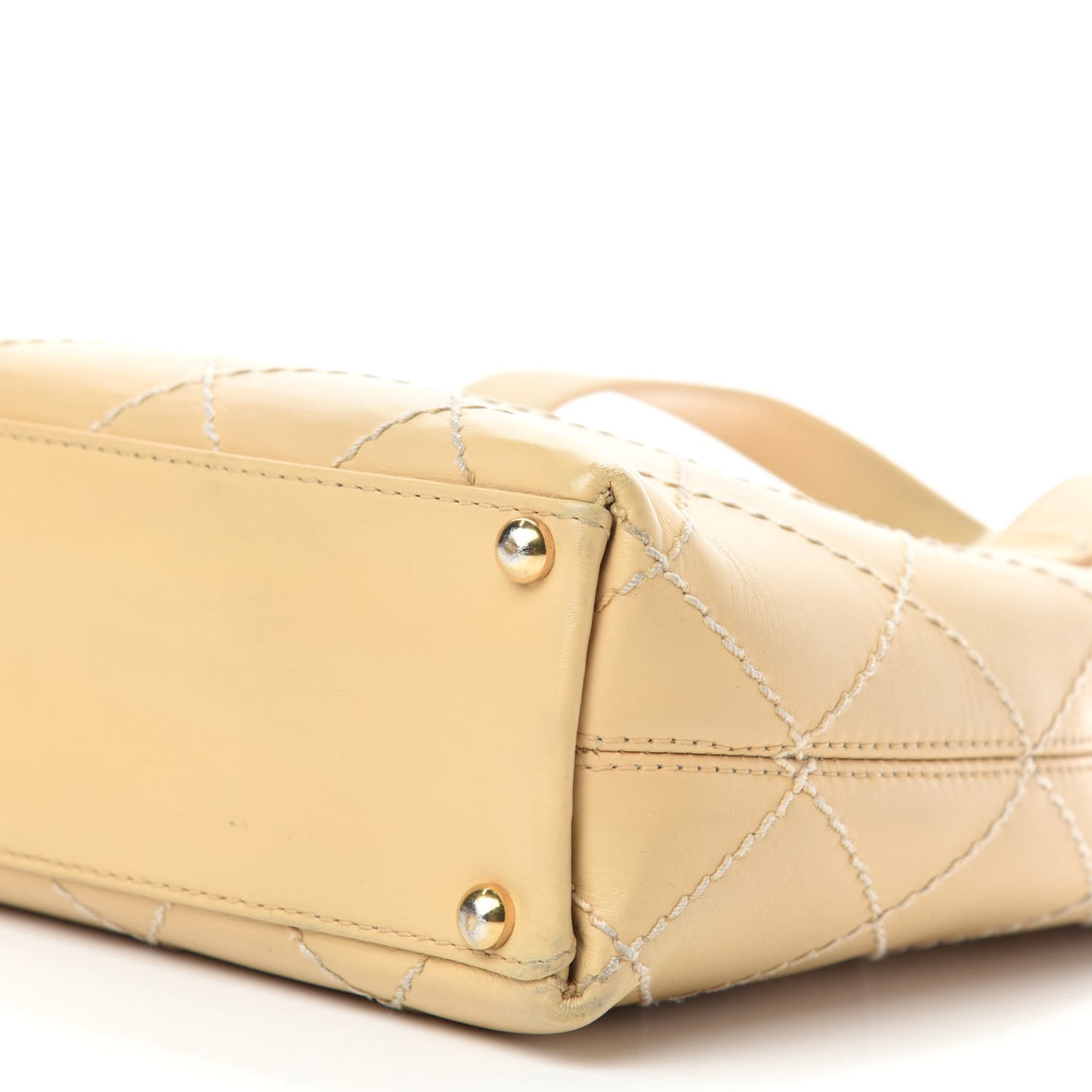 Calfskin Wild Stitch Tote Beige
