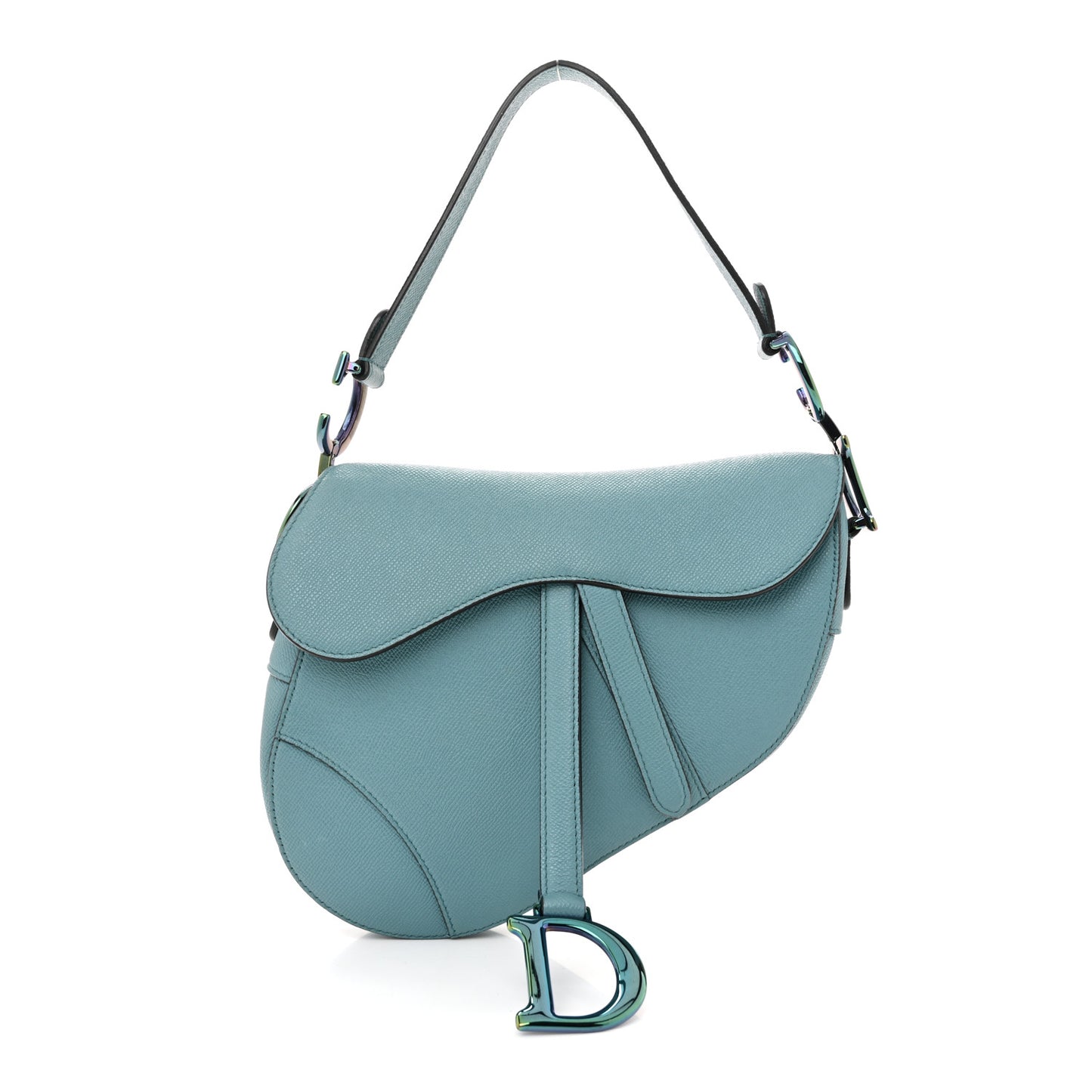 Grained Calfskin Saddle Bag Azure Blue