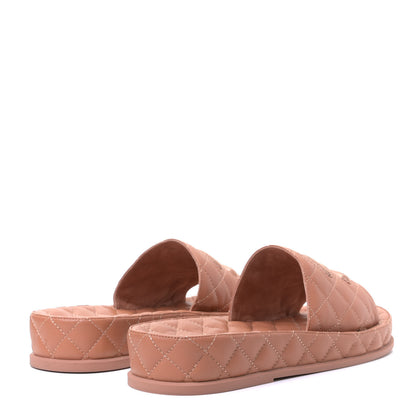 Chanel Lambskin Quilted CC Mules Sandals 40 Brown 3 of 4