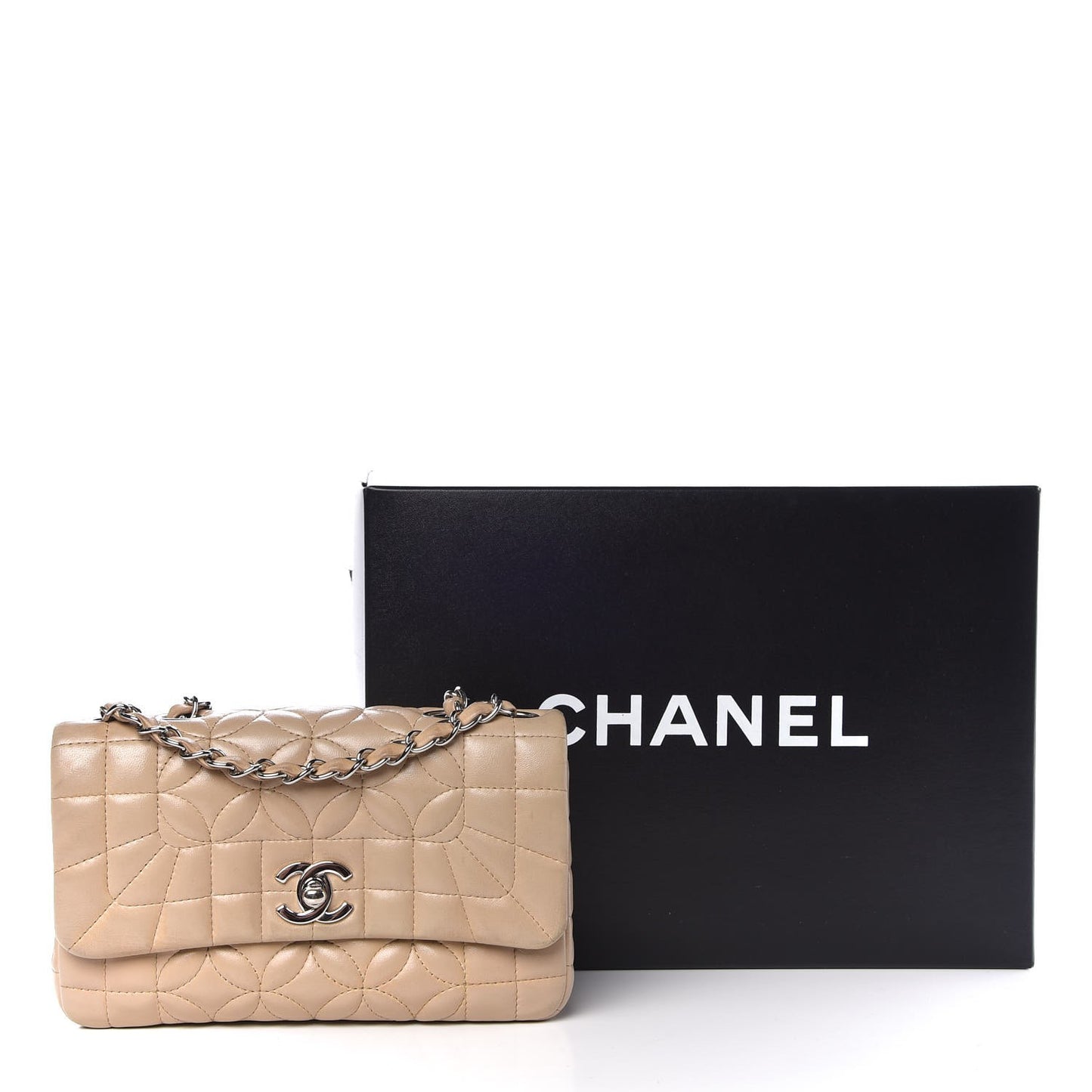 Lambskin Mini Lady Graphic Flap Ivory