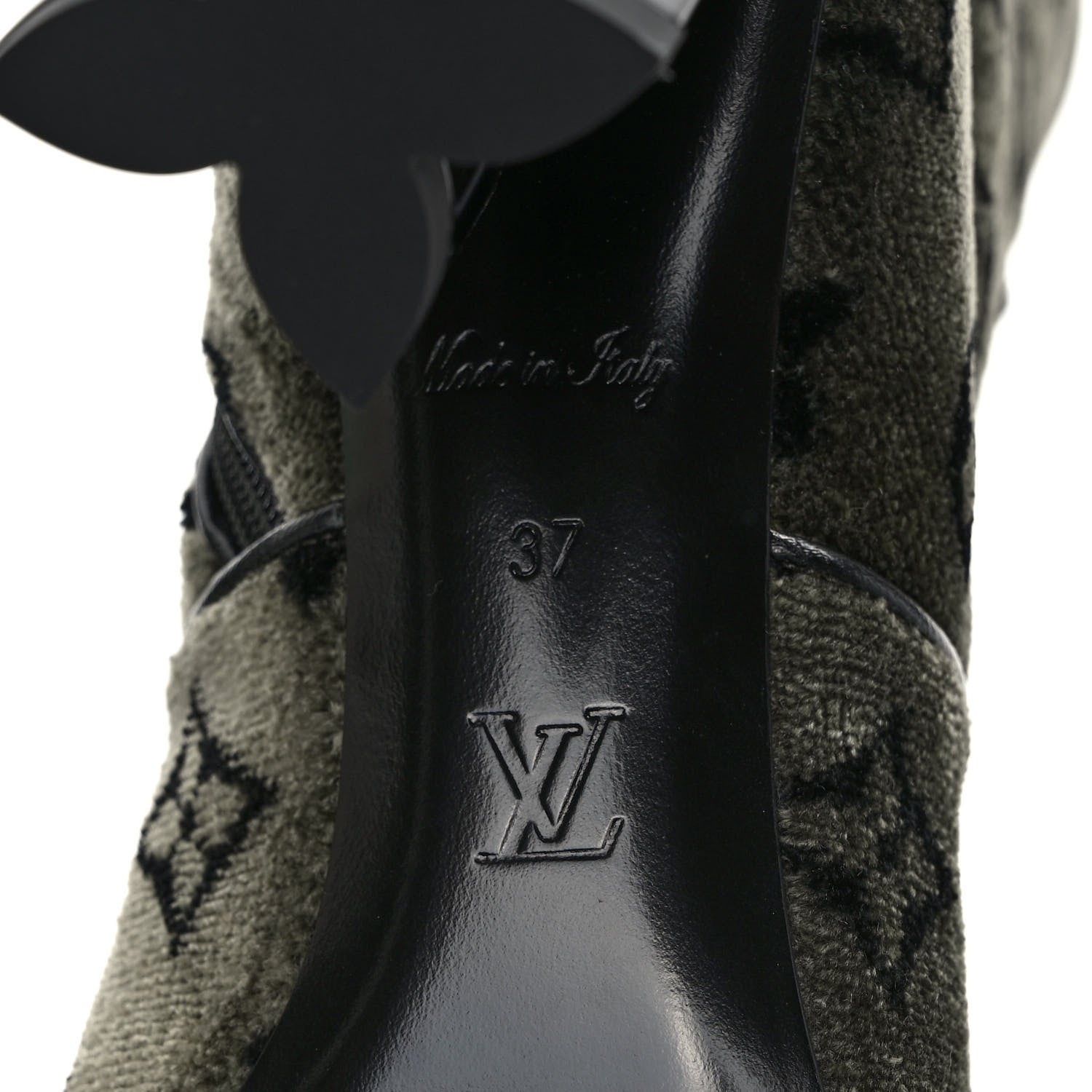 Louis Vuitton Velvet Monogram Silhouette Ankle Boots 37 Black Green 6 of 8
