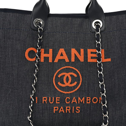 Chanel Denim Medium Deauville Tote Blue Orange 8 of 11